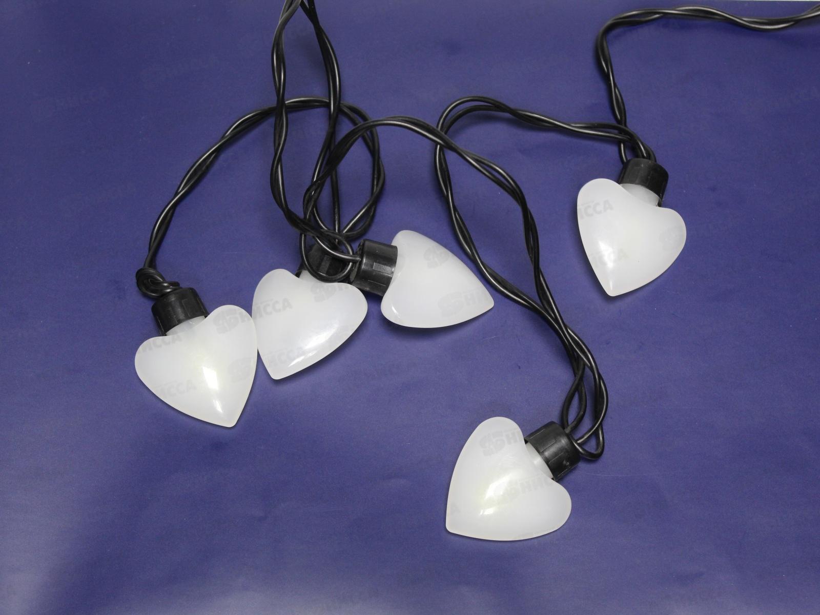 Гирлянда 5м &quotСердца&quot  LED20 черная нить мультицвет  AL-3729 *20