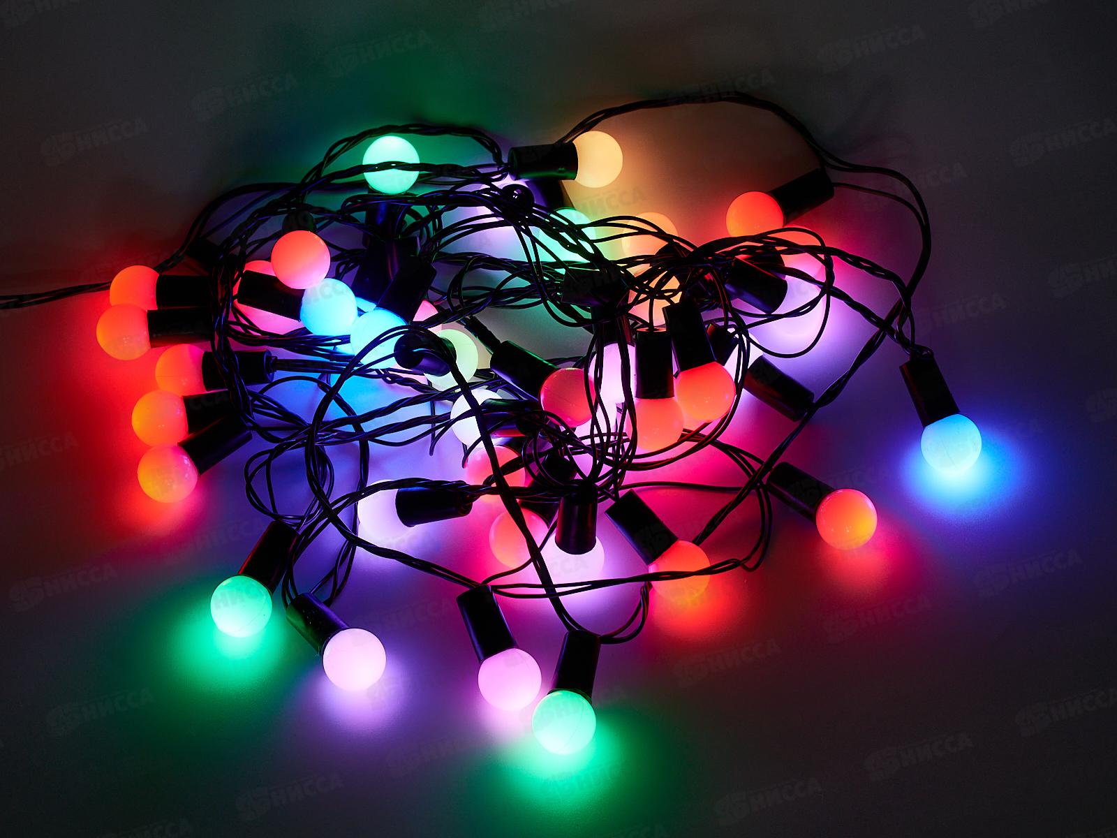 Гирлянда электрическая, новогодняя 5 м., 40 диодов, черный провод, разноцв., 220В, 50Гц, AL-3738 *100