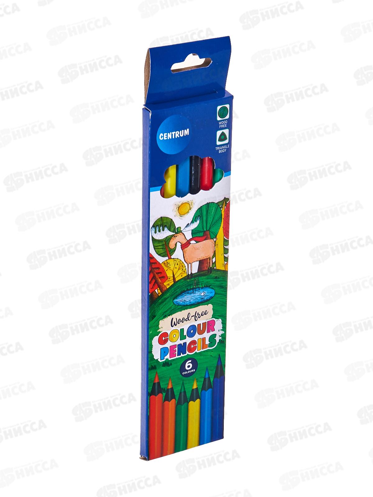 Карандаши 6 цветов  CENTRUM Лось, пластиковые трехгранные 86140 *24/288