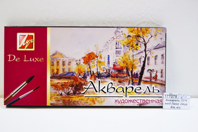 Акварель ЛУЧ медовая Люкс 24цвета без кисти, картонная упаковка, 14с1039-08 *18