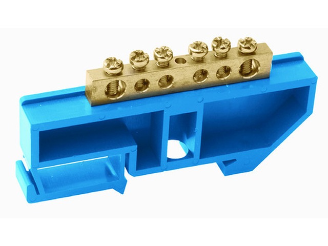 Шина нулевая &quotN&quot с изолятором на DIN-рейку 8*12мм 12групп, 0033 *20