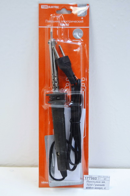 Паяльник электрическийTDM Гранит  40Вт конус, с подставкой, 0201 *10/100