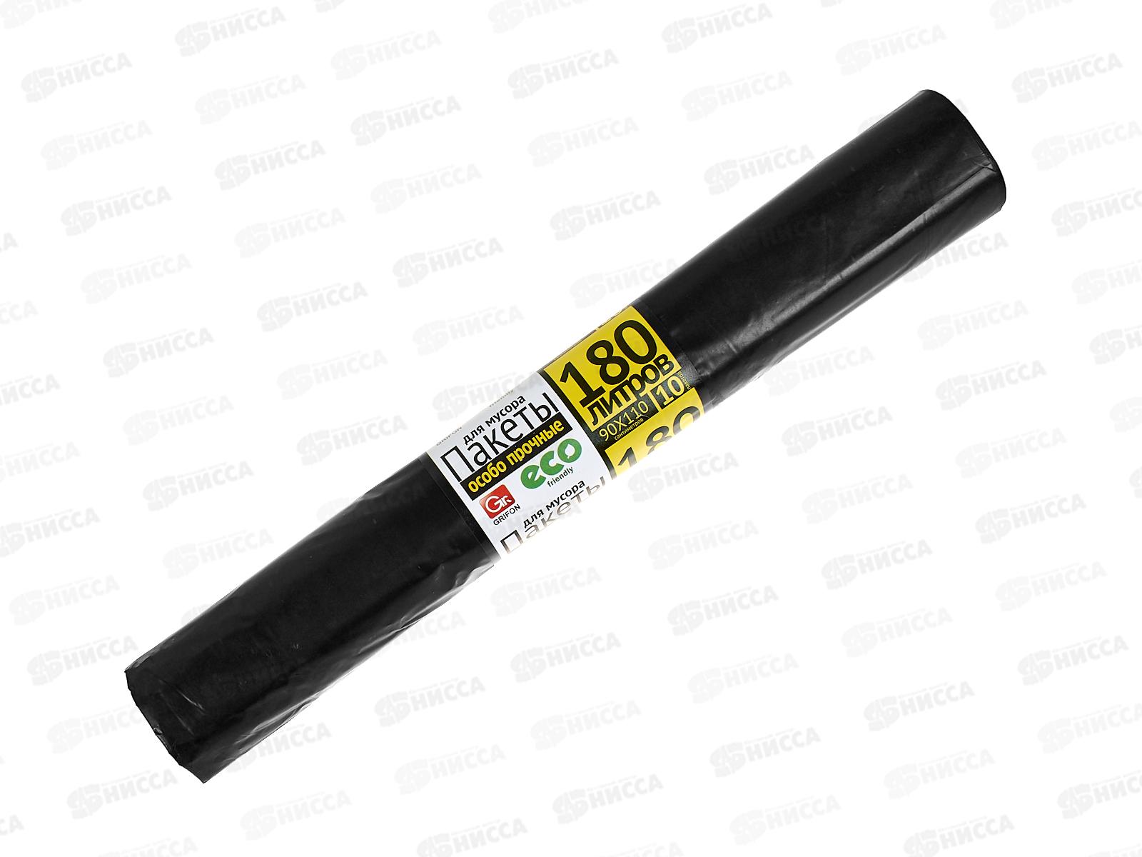 Мешки для мусора  GRIFON  180литров ПВД 10шт черный рулон. 40мкр *25 101-036