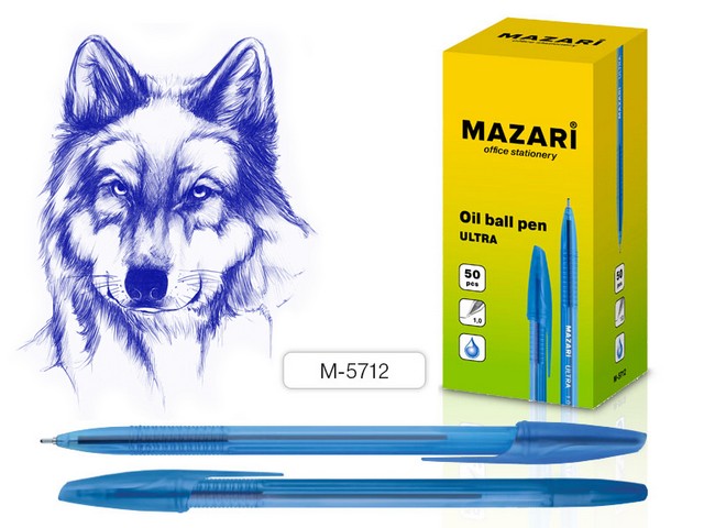 Ручка мас. MAZARI Ultra синяя, игла, цв.п/пр.кор., M-5712-70 *50