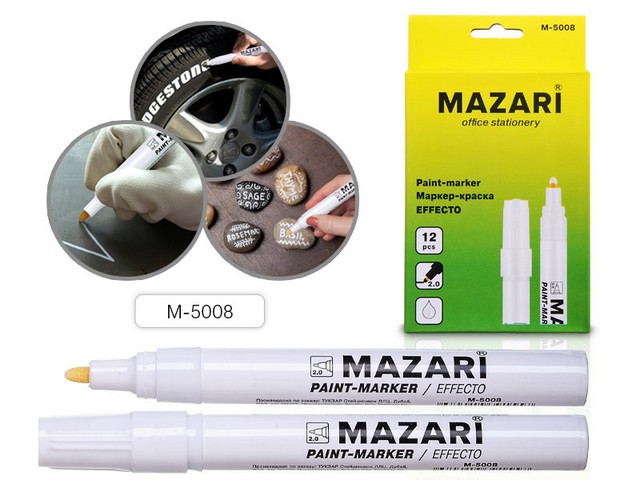 Маркер-краска MAZARI Effecto 2мм, белая, M-5008 *12/240