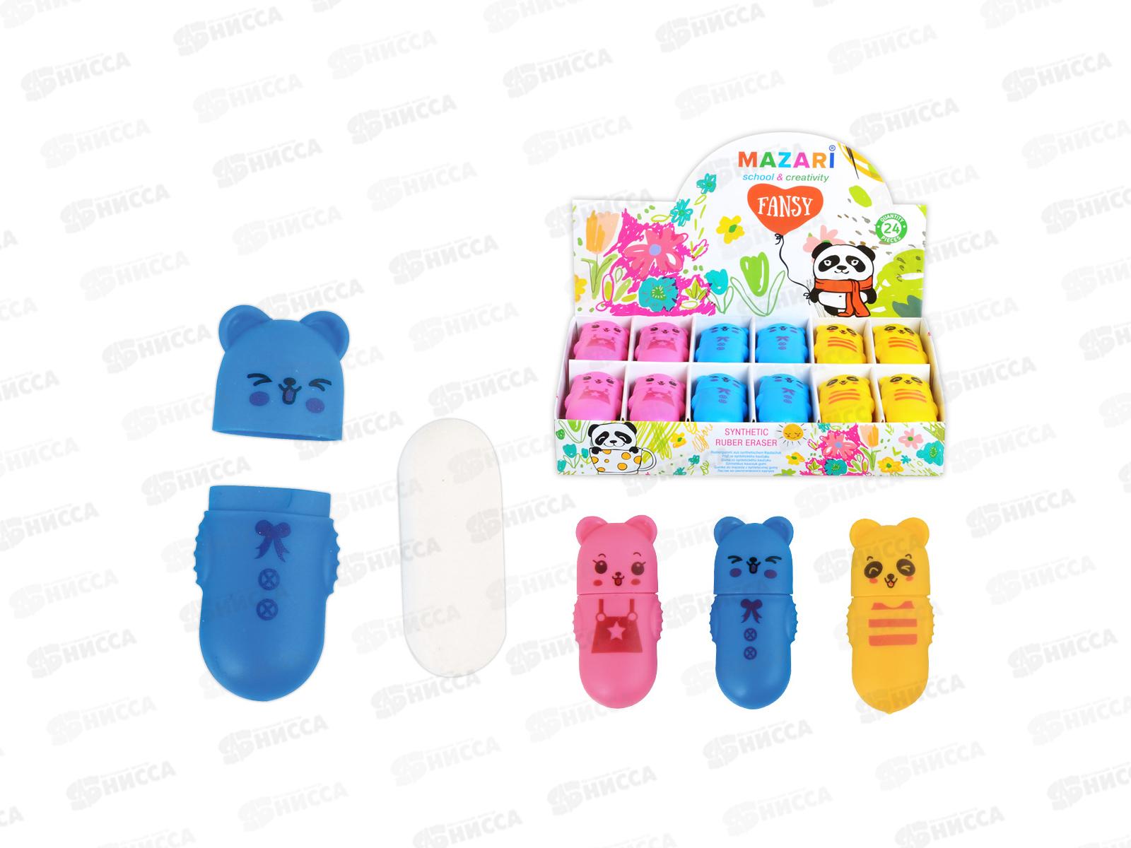 Ластик MAZARI Fansy, цветной фигурный, пластиковый футляр, 64*30мм, M-6759 *24/360/720