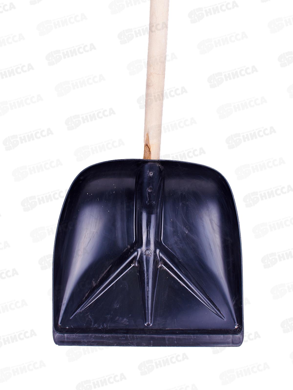 Лопата снеговая Черная с черенком 400*400  ИНТ *3