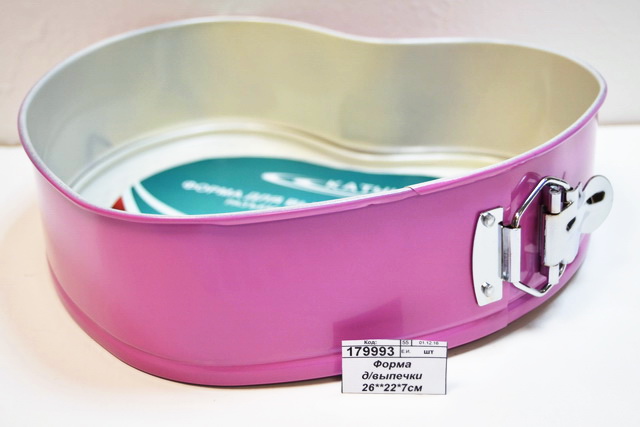 Форма для выпечки 26**22*7см СЕРДЦЕ разъемная  КТ-ФВ-С26Ф керамика Фуксия