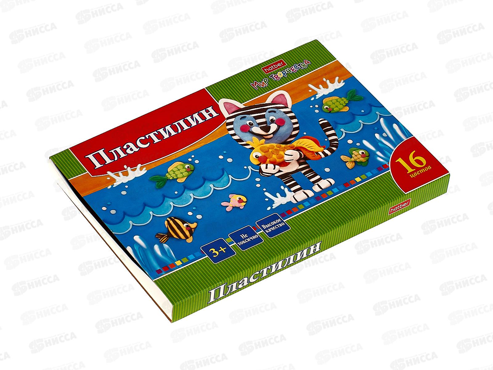 Пластилин 16 цветов 320 грамм Hatber Ушастики, со стеком, 16880 *10