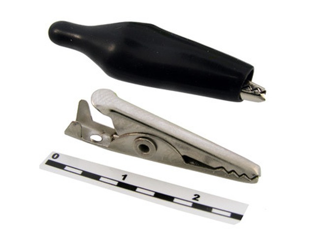 Зажим крокодил TDM ЗКИ 3А 40мм в изоляции, черный (10шт), 0002