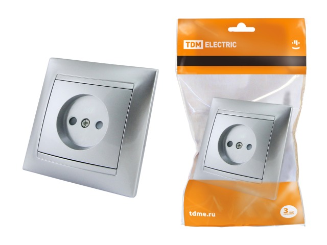 Розетка TDM cкрытой установки, 10А с защитными шторками, серый металлик, &quotЛама&quot, 0210 *10