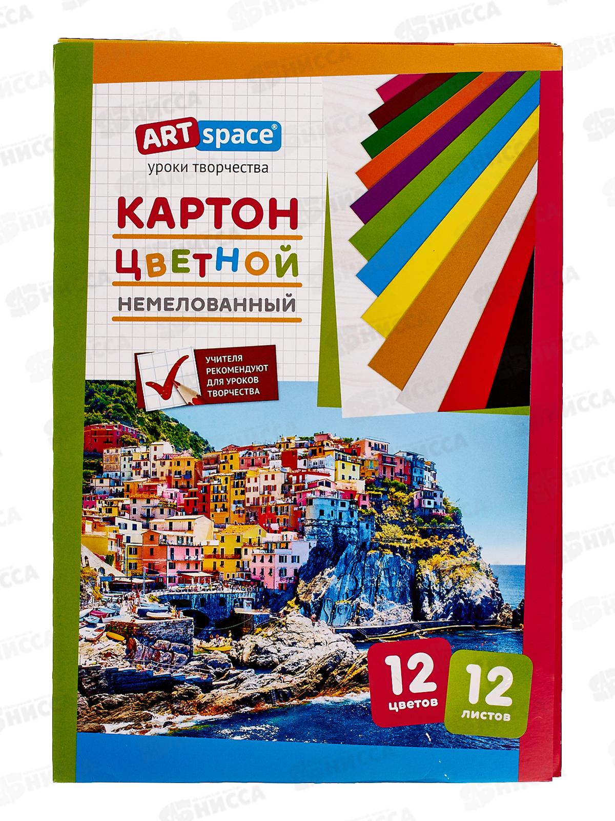 Цветной картон  ArtSpace А4 12л 12 цветов  клей, 6960 *30