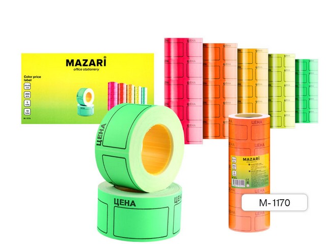 Ценник MAZARI 35*50 170шт рул., цв., М-1170А *100