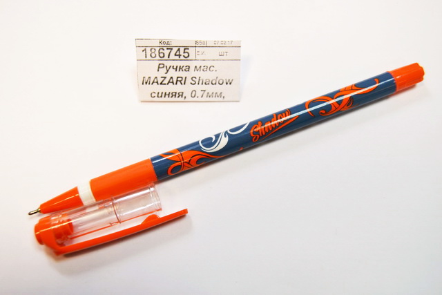 Ручка масляная MAZARI Shadow синяя, 0.7мм, цветной корпус, M-5723 *24