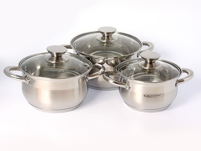 Набор кастрюль 6предметов Диана(1,8л+2,5л+3,5л)  КТО1-А