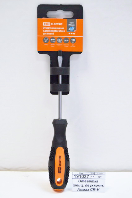 Отвертка шлицевая с двухкомпонентной ручкой Алмаз CR-V SL4.0*75, 1003 *12/144