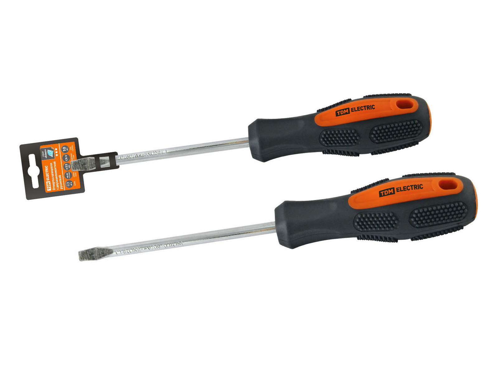 Отвертка шлицевая с двухкомпонентной ручкой Алмаз CR-V SL8.0*175, 1012 *12/96