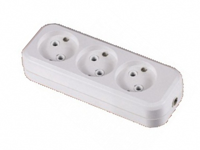 Колодка розетка  TDM 2гнезда 2П без заземления 10А 250В белая, 0010 *20/200