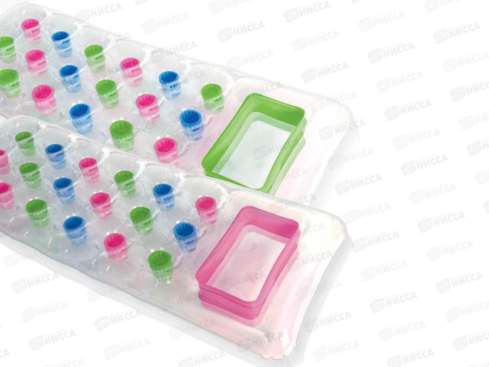 Матрас 59894 (188*71) с подстаканниками 2цв INTEX  *12