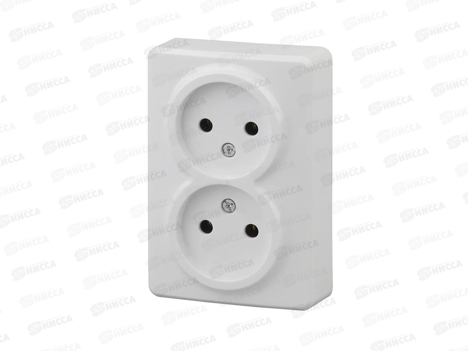 Розетка  Эра открытой установки ,2*2P,16А-250В белый, 11-2202-01 *18