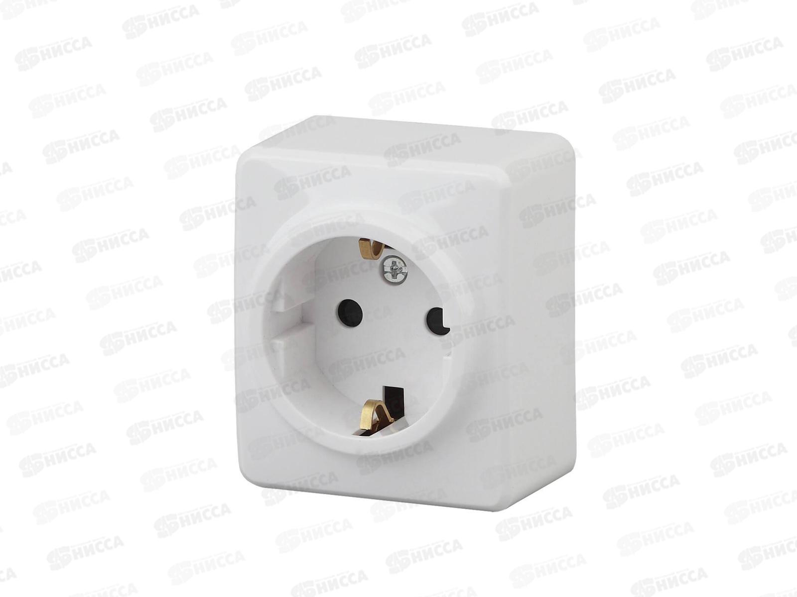 Розетка  Эра открытой установки ,2P+Е Schuko со шторками,16АХ-250В белый, 11-2204-01 *16