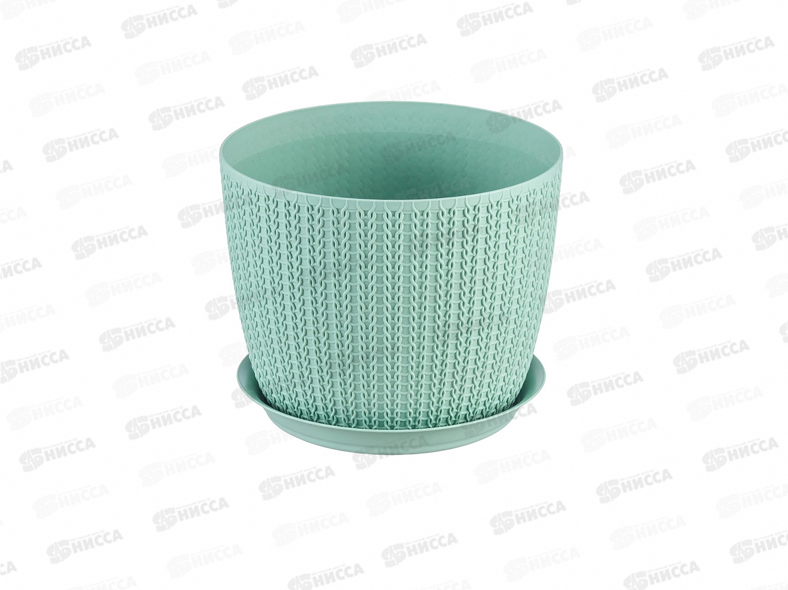 Кашпо ВЯЗАНИЕ D155мм 1,9л с поддоном фисташковый М3120 *20