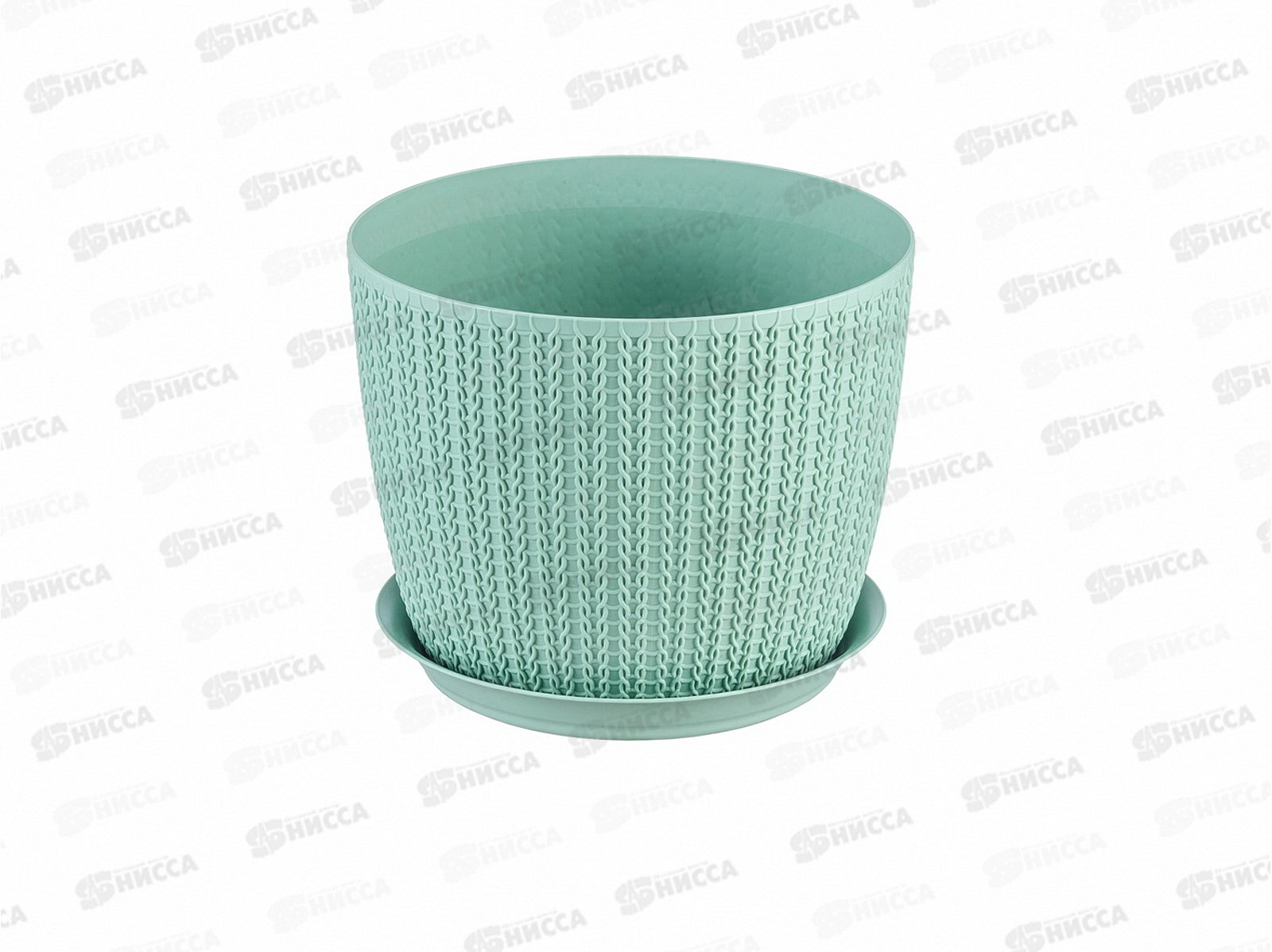 Кашпо ВЯЗАНИЕ D210мм 4,5л с поддоном фисташковый М3122 *9