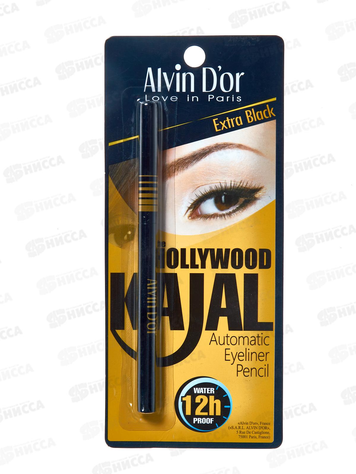 Алвин Дор Р-6 карандаш для глаз автоматический водоотталкивающий HOLLYWOOD тон 01 черный