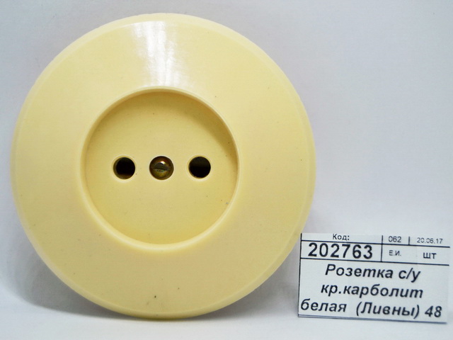 Розетка скрытой установки карболитовая белая  (Ливны) 48 *100    ш