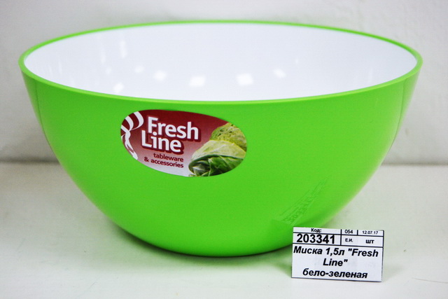 Миска 1,5л &quotFresh Line&quot бело-зеленая М701БЗ *40