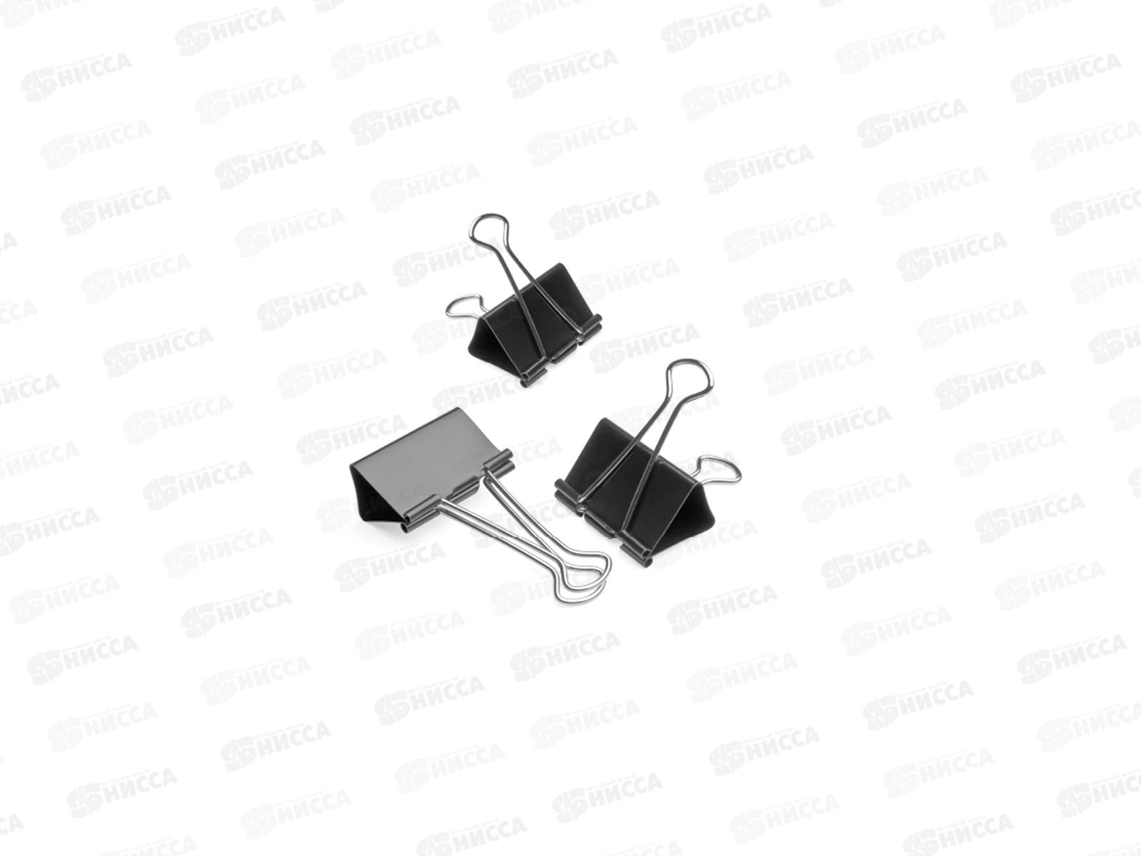 Зажим для бумаг MAZARI М-6895 19мм 12шт черный, металлический *12