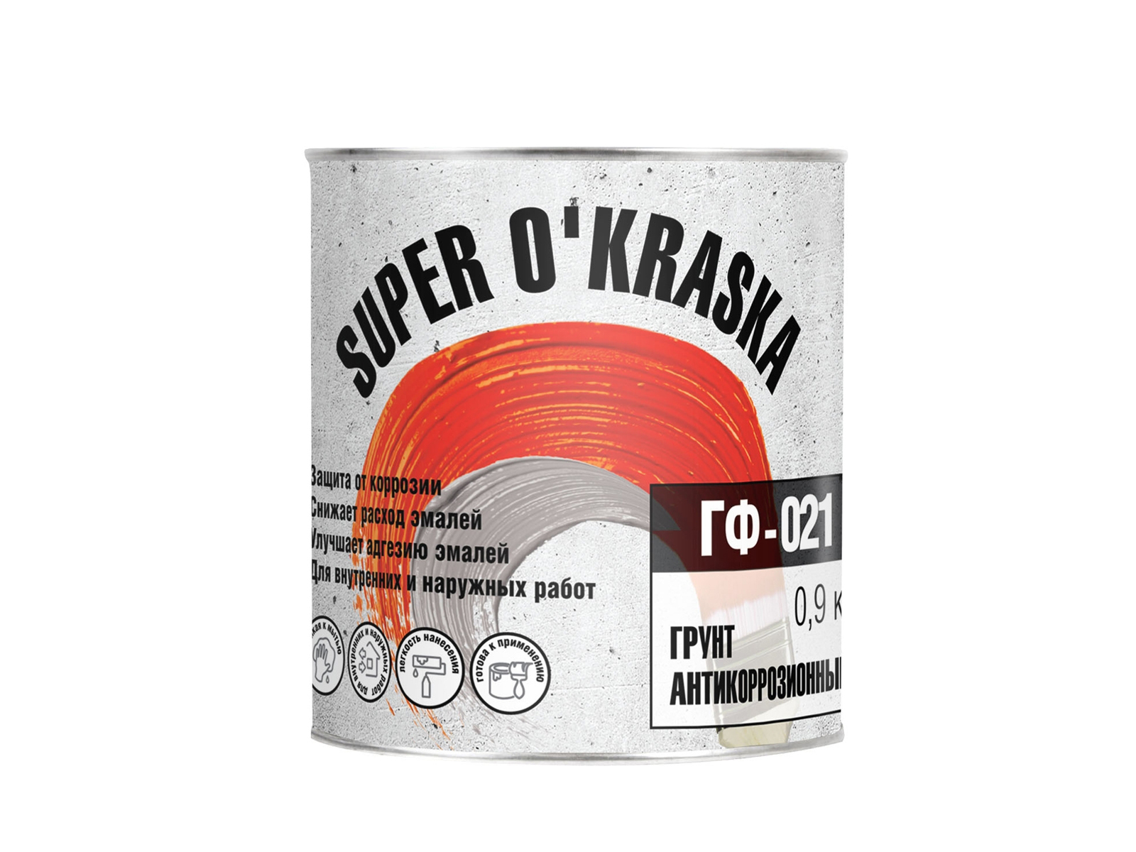 ГРУНТ ГФ-021 0.9кг Super okraska серый  Л*14