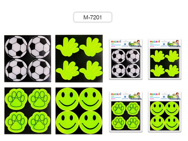 Светоотражающая наклейка Mazari  Микс 4 шт,фигурные M-7201*240