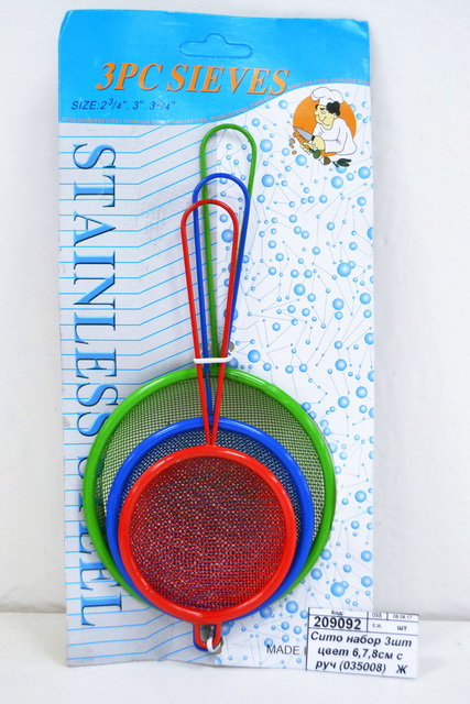 Сито набор 3шт цветные 6,7,8см с ручкой (035008)   Ж