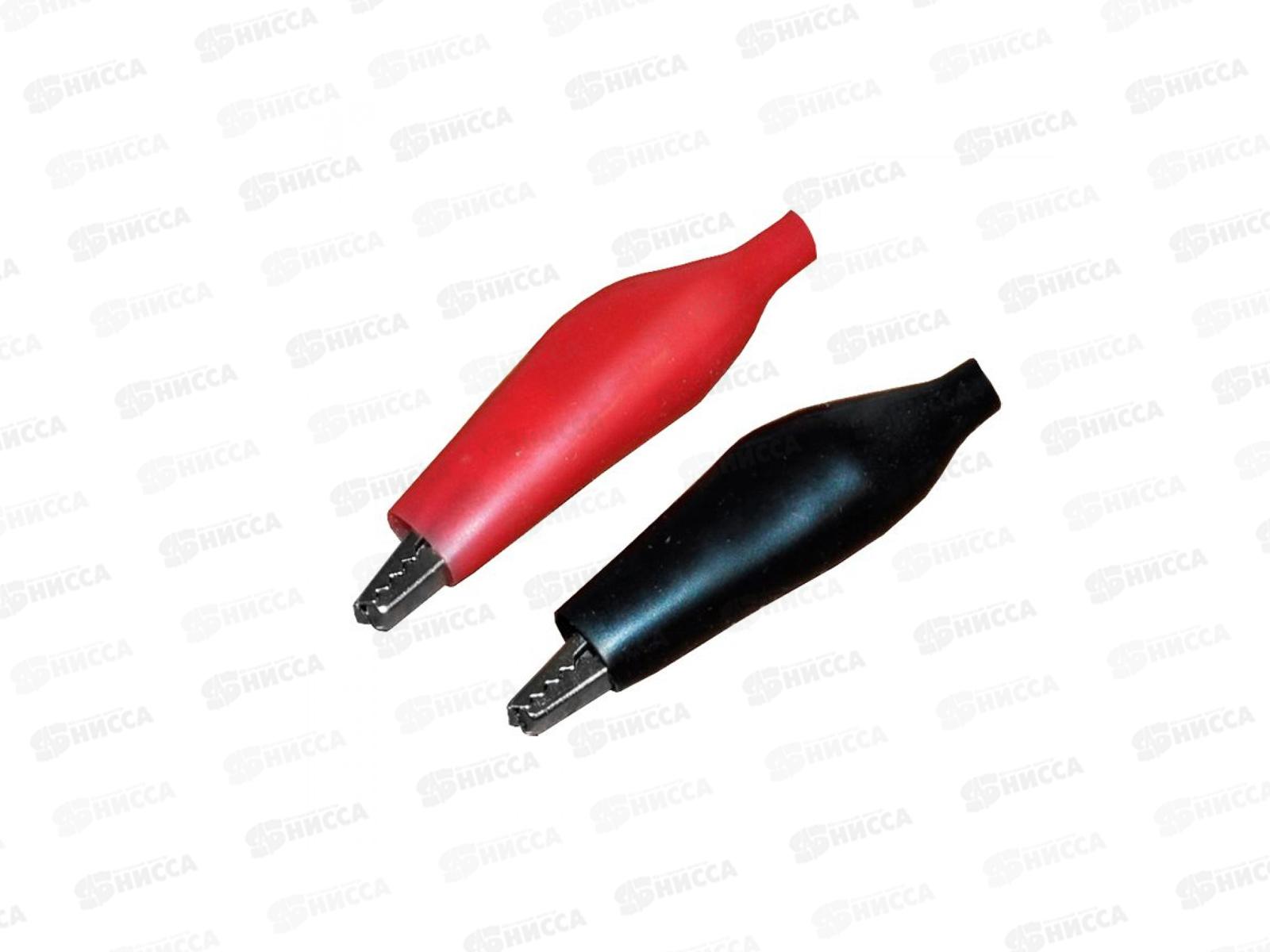 Зажим крокодил TDM ЗКИ 3А 40мм в изоляции красный/черный (1+1шт), 0025 *10