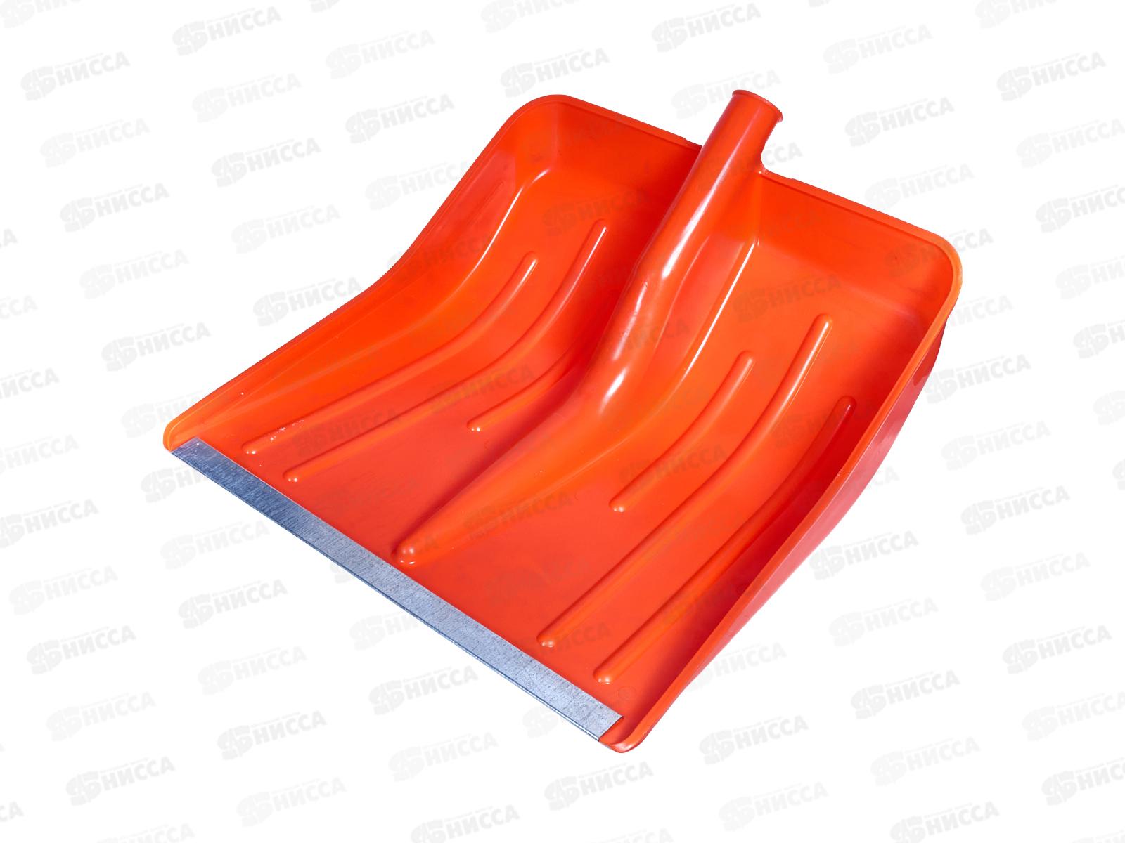 Лопата д/снега 420*420мм б/ч пл с мет кром оранж Ангарск *6