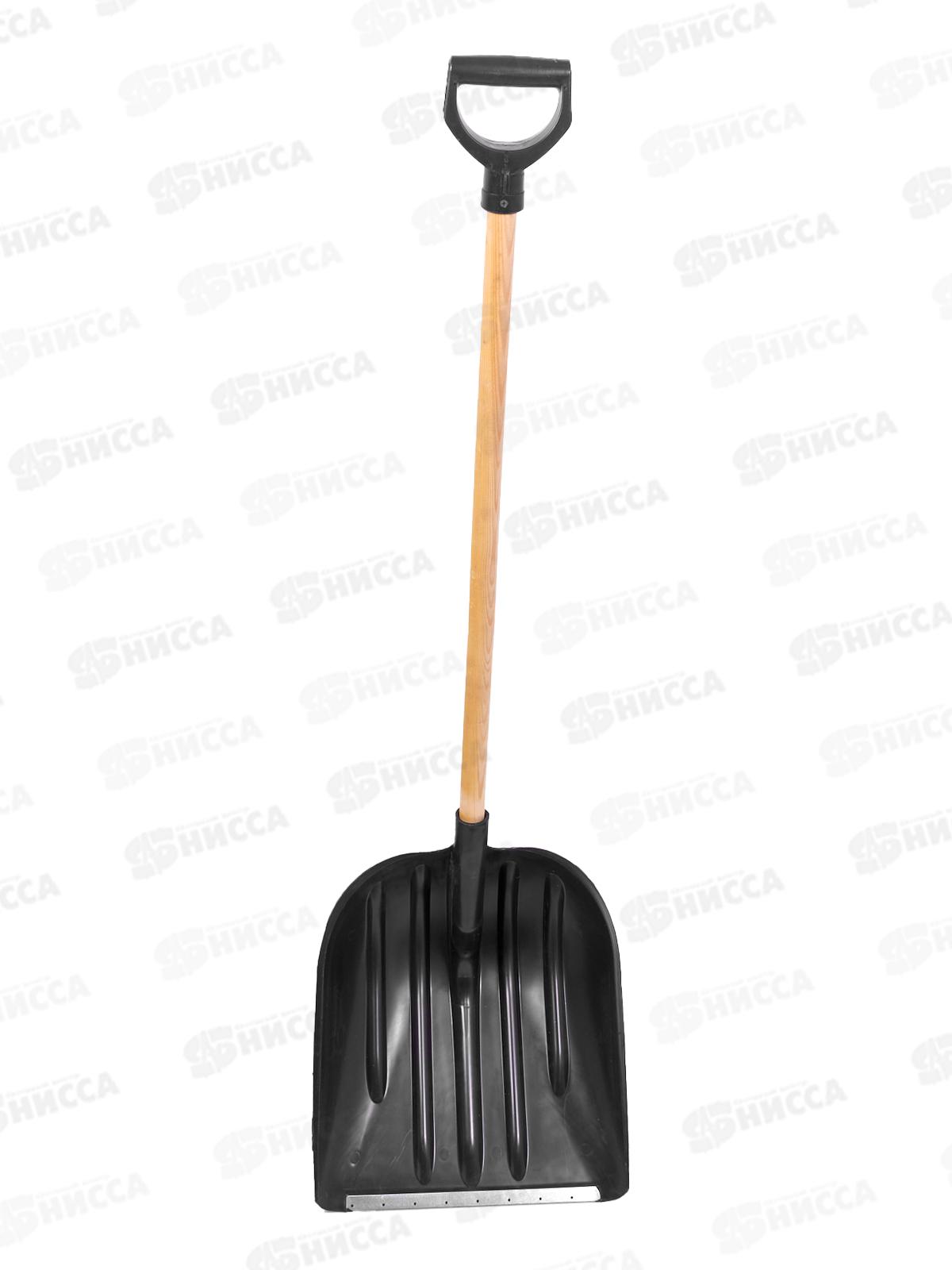 Лопата снеговая 400*500мм пластмассовая с оцинкованной планкой с черенком V-ручка ЛСУП-400 (Сузун)