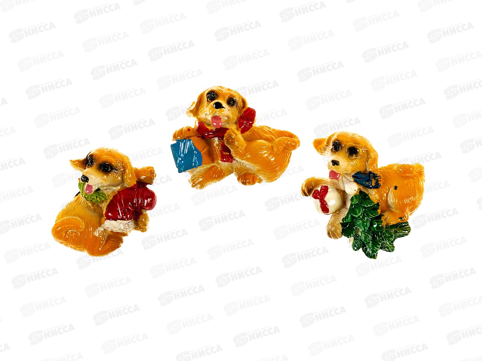 Магнит СОБАКА С ШАРФОМ И ПОДАРКОМ 3см 17208 (046787) *1/48 Ж