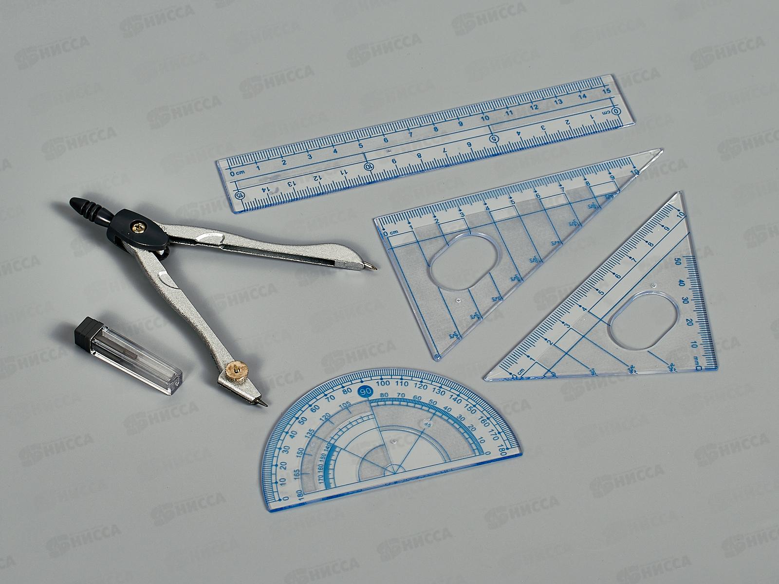Набор  для чертежей CENTRUM циркуль, линейка, транспортир, угольник , 82160 *12/240
