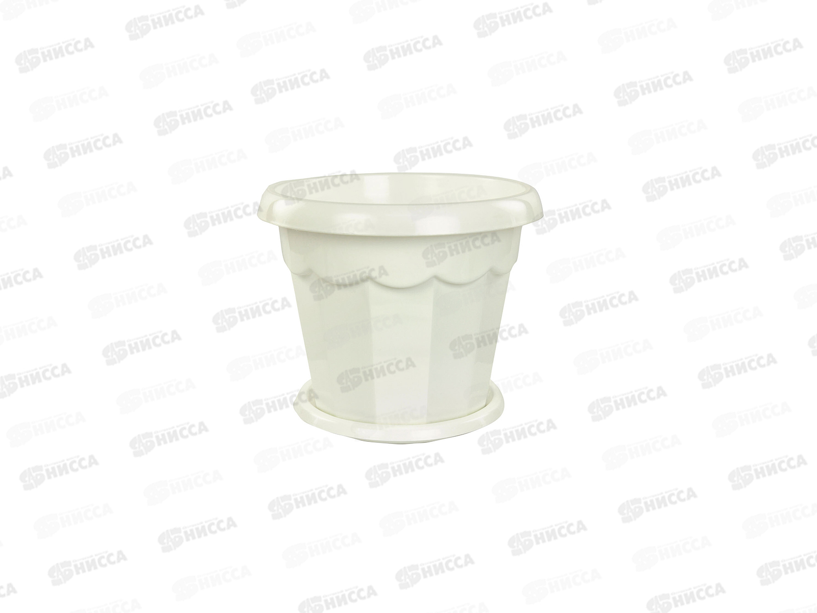 Горшок цветочный  &quotГармония&quot 0,7л с поддоном (белый) *30 М1408