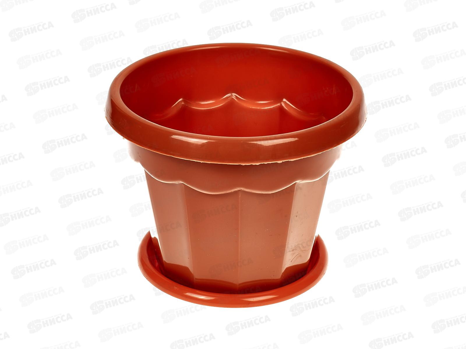 Горшок цветочный  &quotГармония&quot 0,7л с поддоном (коричневый ) *30 М1573