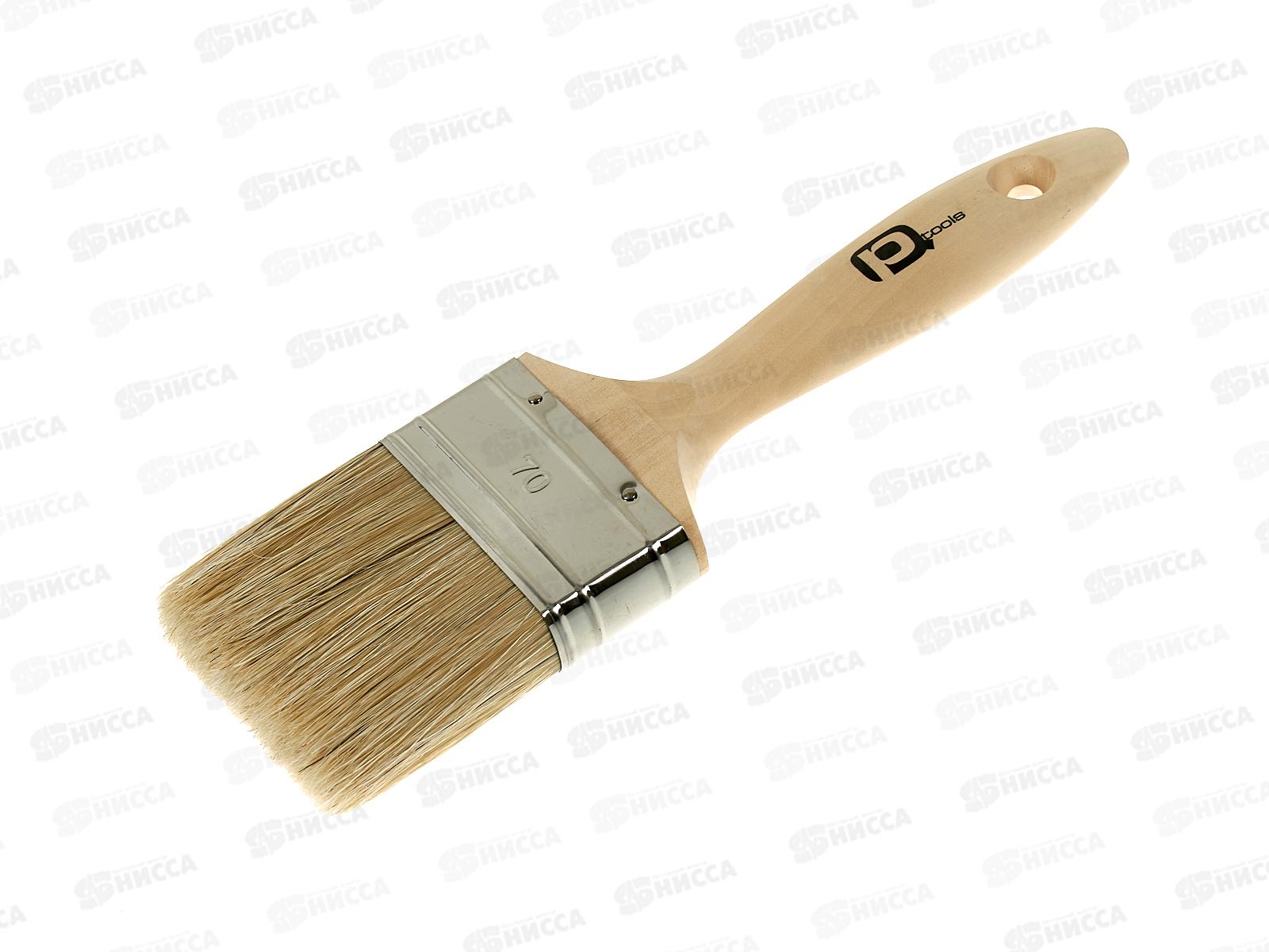 Кисть плоская ПРОФИ 70мм, белая натуральная щетина, PQTools, 0101530 *12/72