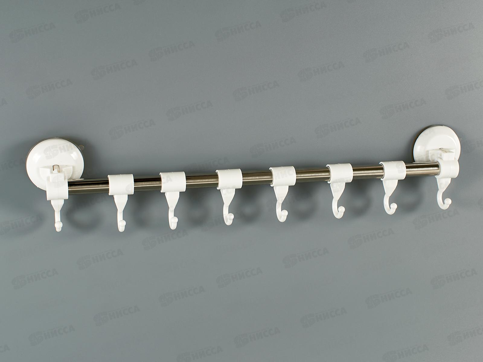 Крючки для полотенец 8067 8шт на планке на присососке  (044438)  Ж