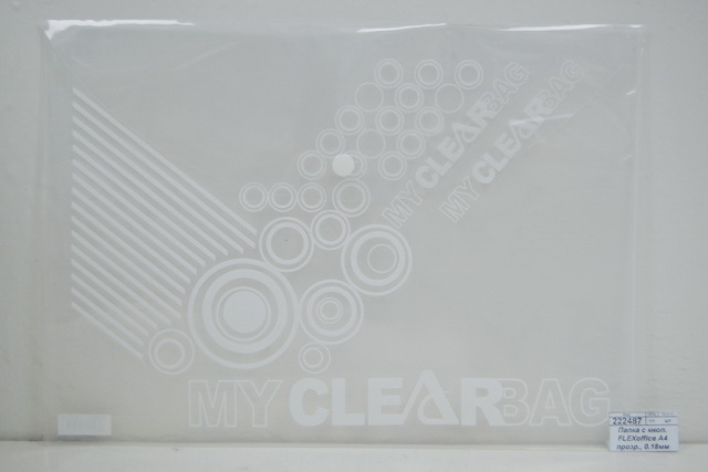 Папка с кнопкой FLEXoffice А4 прозрачная, 0.18мм, FO-CBF05 *10/200