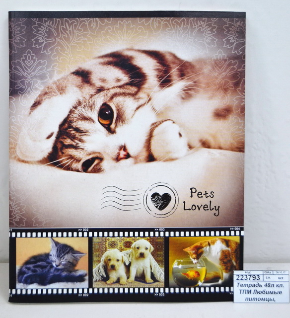 Тетрадь 48 листов клетка ТПМ Любимые питомцы, эконом 9388/э *10/80