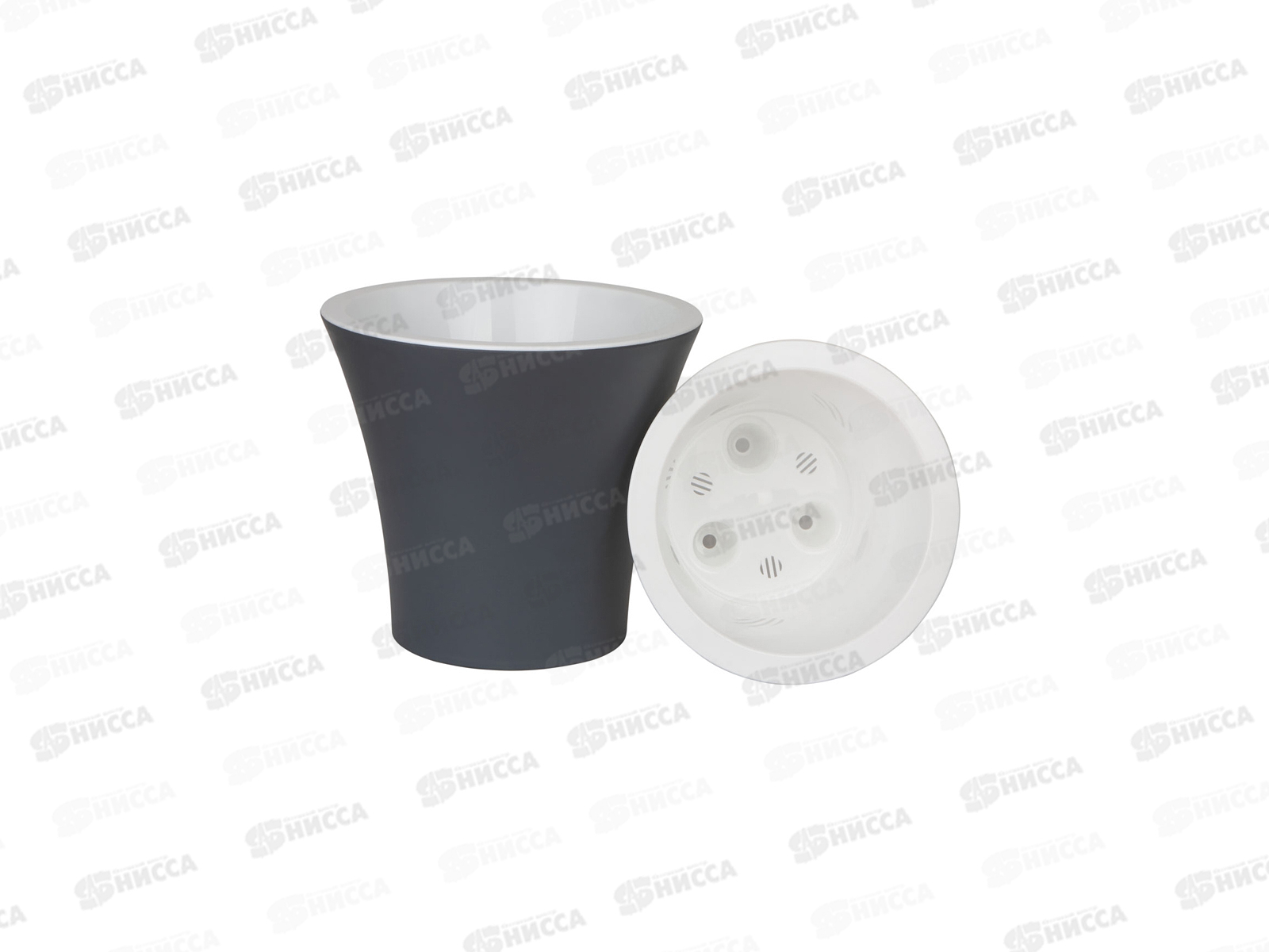 Горшок для цветов Сити 3,3л с поддоном Антрацит-белый