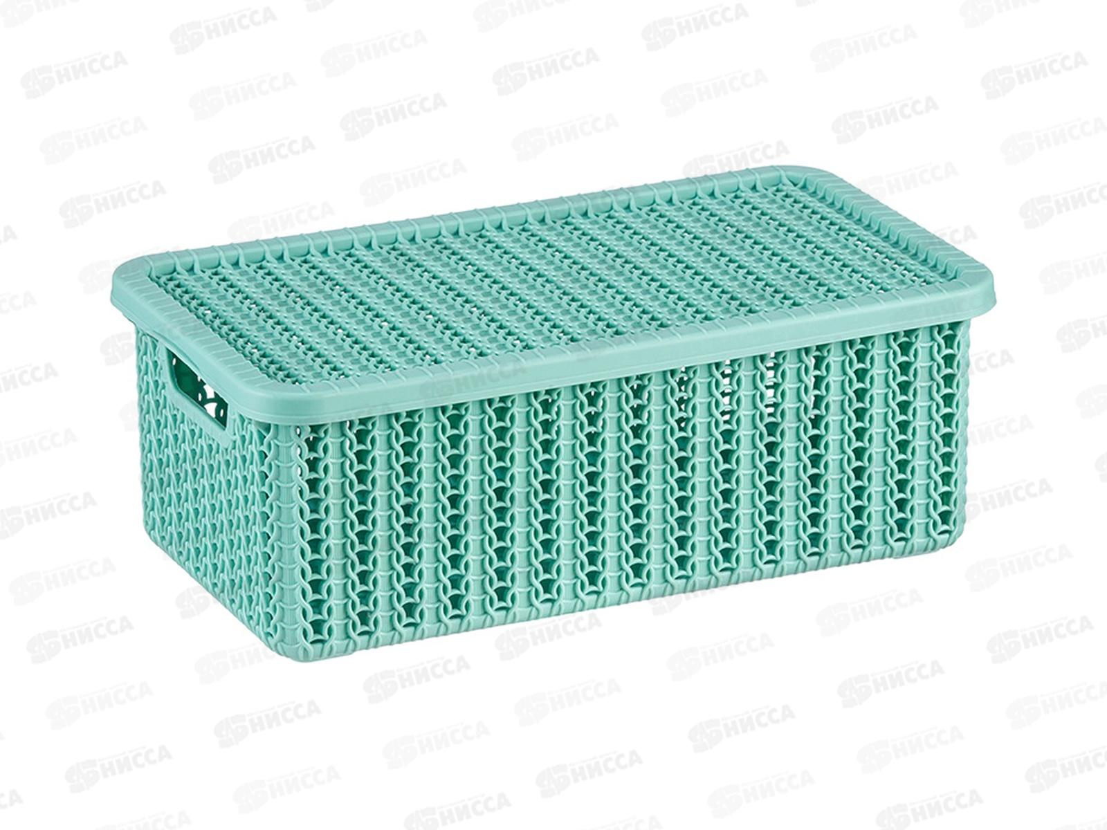 Коробка 3л ВЯЗАНИЕ с крышкой фисташковый М2369 *12