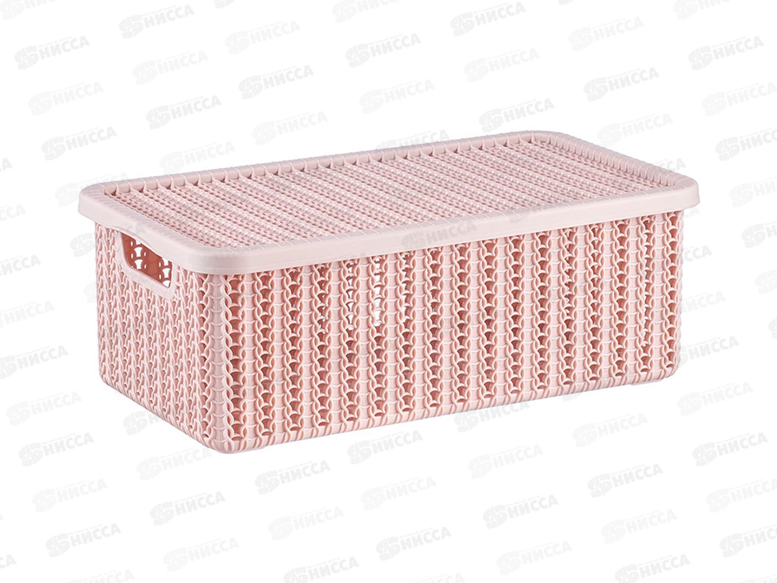 Коробка 6л ВЯЗАНИЕ с крышкой чайная роза М2370 *6