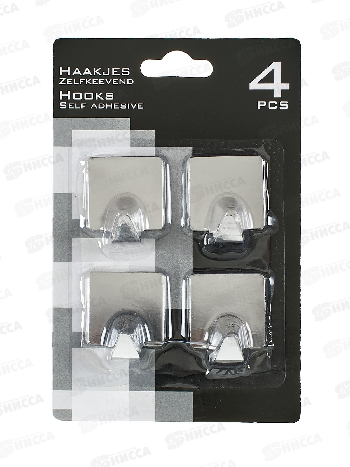 Крючки для полотенец 4шт на липе квадрат металлический  (048190)  Ж