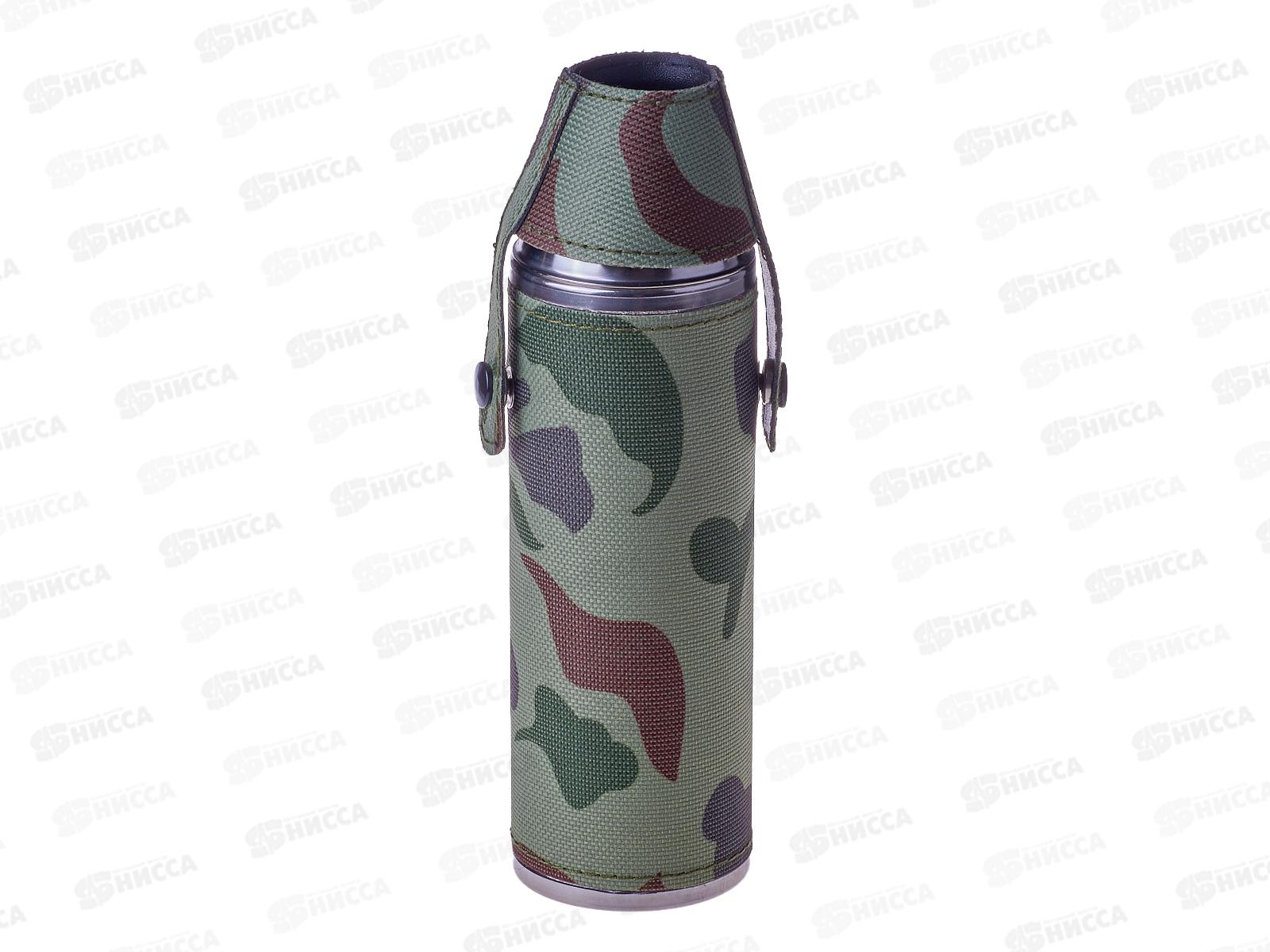 Фляжка 10 oz 300мл +2стопки камуфляж нерж+кожзам (048352)   Ж